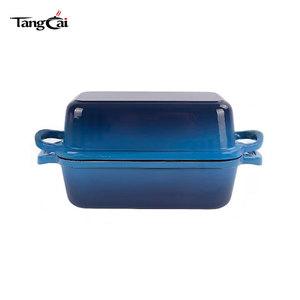 Juego de 2 moldes de hierro fundido esmaltado de colores, molde <span class=keywords><strong>para</strong></span> pan con tapa, <span class=keywords><strong>horno</strong></span> holandés 2 en 1 <span class=keywords><strong>para</strong></span> pan <span class=keywords><strong>casero</strong></span> de masa madre, <span class=keywords><strong>para</strong></span> pastel y lasagna - Product Image 5