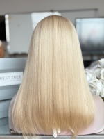 Perruque Naturelle SHY Kosher Blonde en Cheveux Humains Qualité Salon de Coiffure Supérieure Coiffage Facile Bonnet Médical Coupe Dégradée Marque Privée