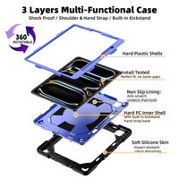 Étui antichute en silicone pour tablette iPad Pro 13 2024 2025 avec bandoulière, dragonne, support rotatif et emplacement pour stylet