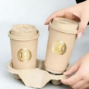 ขายส่ง แก้วกาแฟกระดาษแบบใช้แล้วทิ้ง ขนาด 8oz 10oz 12oz 16oz 22oz พร้อมฝาปิด บรรจุภัณฑ์อาหารย่อยสลายได้ พิมพ์โลโก้ตามสั่ง - Product Image 4