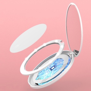<b>LED</b> Smart Touch Screen Lighted Compact Mirror Magnifying Portable Mirrors Pocket Folding Makeup <b>Vanity</b> Mirror Custom Logo - Product Image 4
