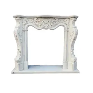 Custom Designed Genuine White Marble Carved Fireplace In Negotiable Price