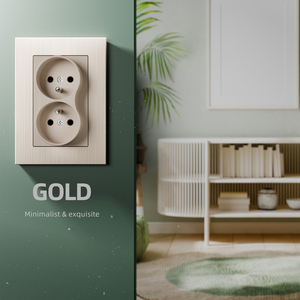 86*120 mét EU Loại ổ cắm tiêu chuẩn Pháp 2Gang cắm đôi tường Ổ cắm điện CE chứng nhận 2P + t grey vàng đen dễ dàng cài đặt - Product Image 4