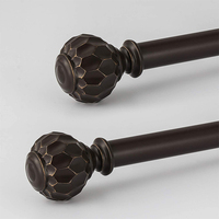 Tringle télescopique réglable en métal, barre pour rideau à usage domestique, à conception de boules irrégulières, aspect rétro, 23/24 pouces