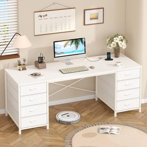 Escritorio de computadora moderno SENYU blanco con cajones de almacenamiento para estación de trabajo en casa/oficina - Product Image 1