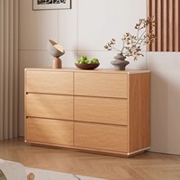 Commode de chambre et meuble de rangement de chevet en bois massif style cabane en chêne, 3 à 9 tiroirs, grande capacité, modèle OYG215, fabriqué en Chine