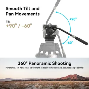 Cabezal de Video Fluido para Trípode de Alta Resistencia <span class=keywords><strong>SmallRig</strong></span> DH10 con Base Plana y Mango Ajustable, Trípode 4165 - Product Image 4