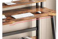 Bureau d'ordinateur moderne et industriel, gain de place, en bois et en acier, bureau à domicile avec étagères de rangement, table d'étude