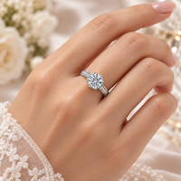 Bague de fiançailles en argent avec moissanite 1 carat pour femme