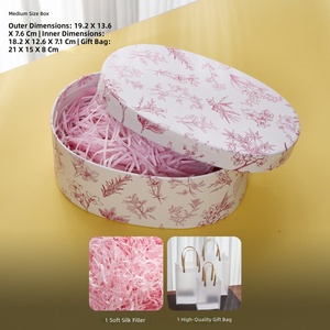 Scatola Regalo Ovale di Lusso con Stampa Floreale Botanica, Coperchio e Base Personalizzabili, per Confezioni Boutique in Carta Kraft - Product Image 2