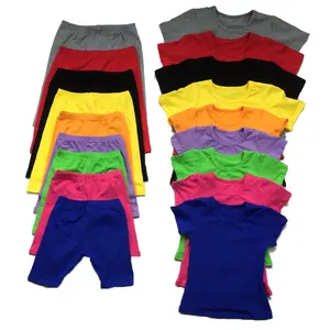 RTS 39 Candy color cotton kids cycling wear summer biker shorts sets boys short sleeve t shirt shorts two piece clothing set