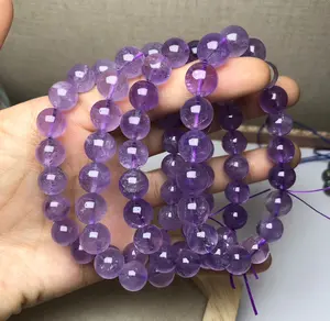 瑜伽脉轮自然珍贵的紫色紫水晶石串珠的手镯