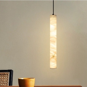 Lustre en marbre d'albâtre nordique de luxe <span class=keywords><strong>Suspension</strong></span> de <span class=keywords><strong>bar</strong></span> de restaurant de luxe avec bande lumineuse de tailles moyennes réglables en hauteur - Product Image 3