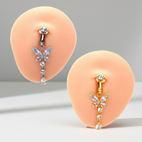 Faux piercing de nombril en acier inoxydable plaqué or, piercing de nombril tendance, bijoux de corps à la mode pour femmes et hommes