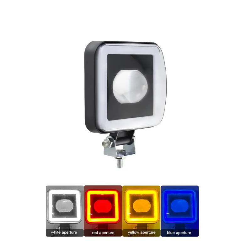 3 polegadas 4 cores Off Road Square luz de condução para Jeep Atv Uaz Suv com DRL luz de nevoeiro Luz de trabalho