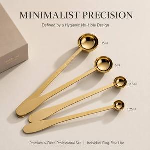 Minimalistisches Ringloses 18/10 Edelstahl Messlöffel-<span class=keywords><strong>Set</strong></span> mit Langem Griff und Tropfenform in <span class=keywords><strong>Gold</strong></span> für Europäische Boutique-Küchen und Geschenke - Product Image 1