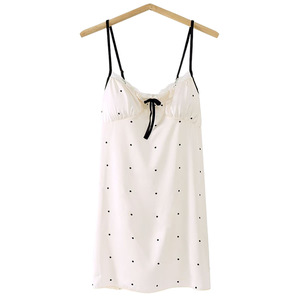 French Floral Print Nightgown Women Sleeveless <b>Padded</b> Bra Soft Breathable Home Sleepwear Summer Style Woven Polyester - Product Image 5