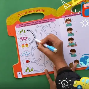 Livros de escrita com caneta infantil, livros de ensino infantil branco com caneta