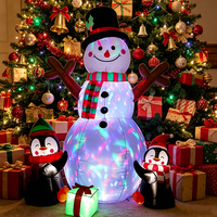 Décoration de jardin gonflable Unigz 6FT en gros : Pingouin, Bonhomme de neige avec lumière LED, Père Noël et boîte cadeau pour Noël en extérieur