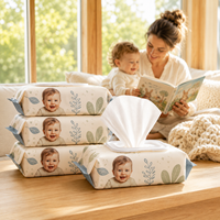 Vente en gros de lingettes pour bébés biodégradables et écologiques, purifiées, humides et fraîches, avec couvercle à rabat, 80 lingettes
