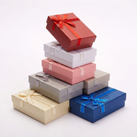 Caja de Papel al por Mayor, Caja de Anillos de Lujo con Logotipo Personalizado, Empaque de Almacenamiento de Joyería de Papel Premium con Lazo de Cinta