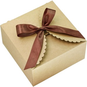 Kraft paper gift <b>box</b> with lid and ribbon, foldable <b>brown</b> cardboard <b>box</b>, suitable for gift packaging, customizable as per demand - Product Image 1