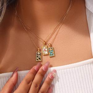 高抛光不锈钢18k镀金皇后星日月塔罗牌项链彩色时尚项链女男 - Product Image 4