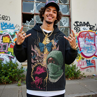 Sweat-shirt à capuche oversize en jacquard, col rond, style anime, unisexe, veste tissée, streetwear, décontracté, printemps, personnalisé, taille XL