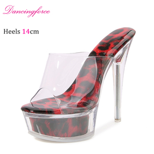 Zapatos de Plataforma con Tacón Alto de 14 cm para Club Nocturno, Sandalias de Moda para Pole Dance con Estampado de Leopardo y Cristales, Zapatos Abiertos de Verano para Mujer - Product Image 6