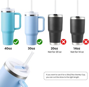 Paquete de 8 Pajitas de Repuesto para Vasos Stanley de 40oz y 30oz, Pajitas Reutilizables de Plástico Duro de 12.5 Pulgadas con 2 Cepillos de Limpieza, Libres de BPA - Product Image 4