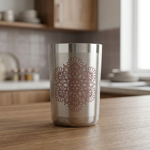 Tasse de voyage isotherme à double paroi en acier inoxydable avec motif floral mandala, style bohème unisexe, pour boissons chaudes - Product Image 3