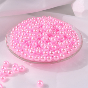도매 3-12mm 모조 ABS 플라스틱 장식 색상 진주 라운드 느슨한 진주 비즈 직선 구멍 보석 만들기 - Product Image 2