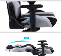 Chaise de jeu confortable en cuir PU extensible et pivotante 4D, style sportif pour jeux sur ordinateur/PC