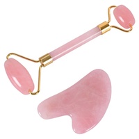 Ensemble de rouleau de jade en pierre naturelle et de planche de massage Gua Sha avec logo personnalisable, outil de massage anti-âge pour le lifting du visage