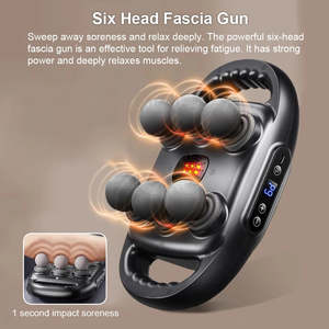 Pistolet de massage électrique à 6 têtes, ergonomique et facile à transporter, avec vibrations haute fréquence - Product Image 2