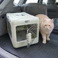 Cage de transport légère et pliable pour animaux de compagnie, conforme aux normes aériennes, avec double grille de ventilation, pour isolation intérieure des chats et chiens, boîte de voyage