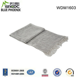 Sciarpa Hijab Lunga PHOENIX in Lino 100% Blu, Tinta Unita, Traspirante, alla Moda, Estiva, per Donne Arabe, Medio Oriente - Product Image 2