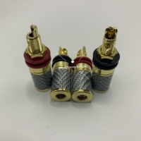 Bornier court plaqué or givré à fixation par vis, sans soudure, en cuivre pur et fibre de carbone, pour haut-parleurs et amplificateurs