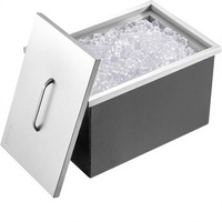 Bac à glace commercial en acier inoxydable avec couvercle et drain pour cuisine extérieure ou bar à glace