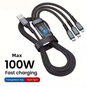 Hot Selling 3 In 1 100W Nacht-Lichtgevende Universele Usb-Kabel Universele Mobiele Telefoon Usb Type-C Kabel/<span class=keywords><strong>Android</strong></span> Oplaadkabel - Product Image 2