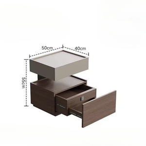 Lampe de chevet <span class=keywords><strong>en</strong></span> <span class=keywords><strong>bois</strong></span> minimaliste moderne italienne avec 2 <span class=keywords><strong>tiroirs</strong></span> et armoire suspendue intégrée, <span class=keywords><strong>petit</strong></span> <span class=keywords><strong>meuble</strong></span> de luxe pour chambre <span class=keywords><strong>à</strong></span> coucher - Product Image 6