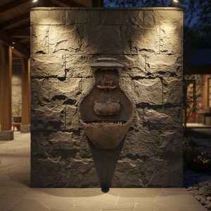 Fuente de Agua Decorativa de Pared Estilo Boho - Diseño Rústico de Jarrón de Cerámica con Cascada <span class=keywords><strong>para</strong></span> Ambientes Relajantes en Interiores/Exteriores - Product Image 3