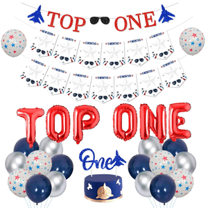 <span class=keywords><strong>Kit</strong></span> de Décoration pour Fête d'<span class=keywords><strong>Anniversaire</strong></span> <span class=keywords><strong>1</strong></span> <span class=keywords><strong>an</strong></span> Garçon Thème Jet Fighter : Bannières, Ballons en Aluminium, Accessoires de Photo pour Bébé, Guirlande et Décorations de Gâteau - Product Image 1