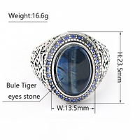 100% naturel bleu oeil de tigre pierre anneau à la mode en acier inoxydable 316L bijoux pour hommes classique pour mariage fiançailles fête