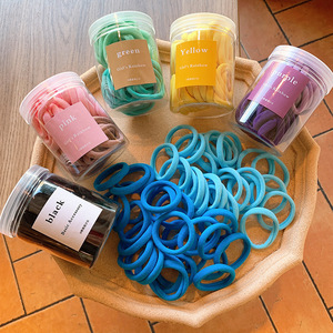 RARA ขายส่ง ยางมัดผม 50 ชิ้น/กล่อง สำหรับเด็กผู้หญิง สีสันสดใส เข้าได้กับทุกชุด เครื่องประดับผมน่ารัก ยางมัดผมแบบไร้รอยต่อ ยืดหยุ่นสูง สำหรับผู้หญิง - Product Image 1