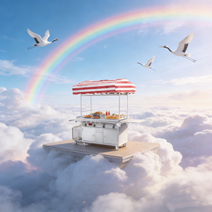 Convertible Stainless Steel Mobile Snack <b>Food</b> Service Cart 4 Wheel Rust Resistant Grill Built-In <b>Heater</b> Outdoor 2 Year Warranty - Product Image 2