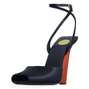 Nouvelles sandales compensées à bout ouvert avec bride à la cheville pour femmes - Product Image 6