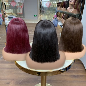 Perruques de cheveux ultra-lisses Super Double Drawn, 10 pouces, perruques bob à frange en dentelle 3x1, aspect naturel, texture douce - Product Image 2