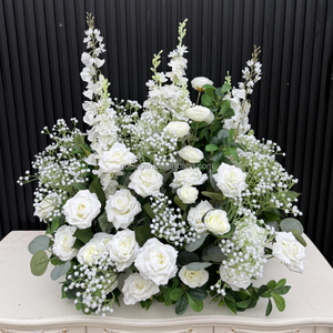 EG-ALR-WG04 Forest 3D White Green <strong>Artificial</strong> Wedding Flower Arrangement <strong>Hydrangea</strong> Rose Centerpiece for Party Event Father's Day - Product Image 4