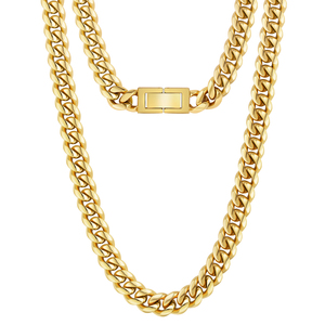 Cadena Cubana para Hombre, 8mm, Chapada en Oro Real de 18k, Duradera, Antialérgica, Regalo de Cumpleaños para Mujer, Joyería Hip Hop, Collar Cubano Miami - Product Image 1